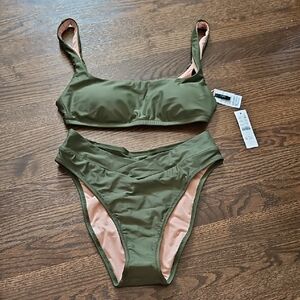 NEW J. Crew Square Neck Cross-front Cheeky Bikini Bottom S